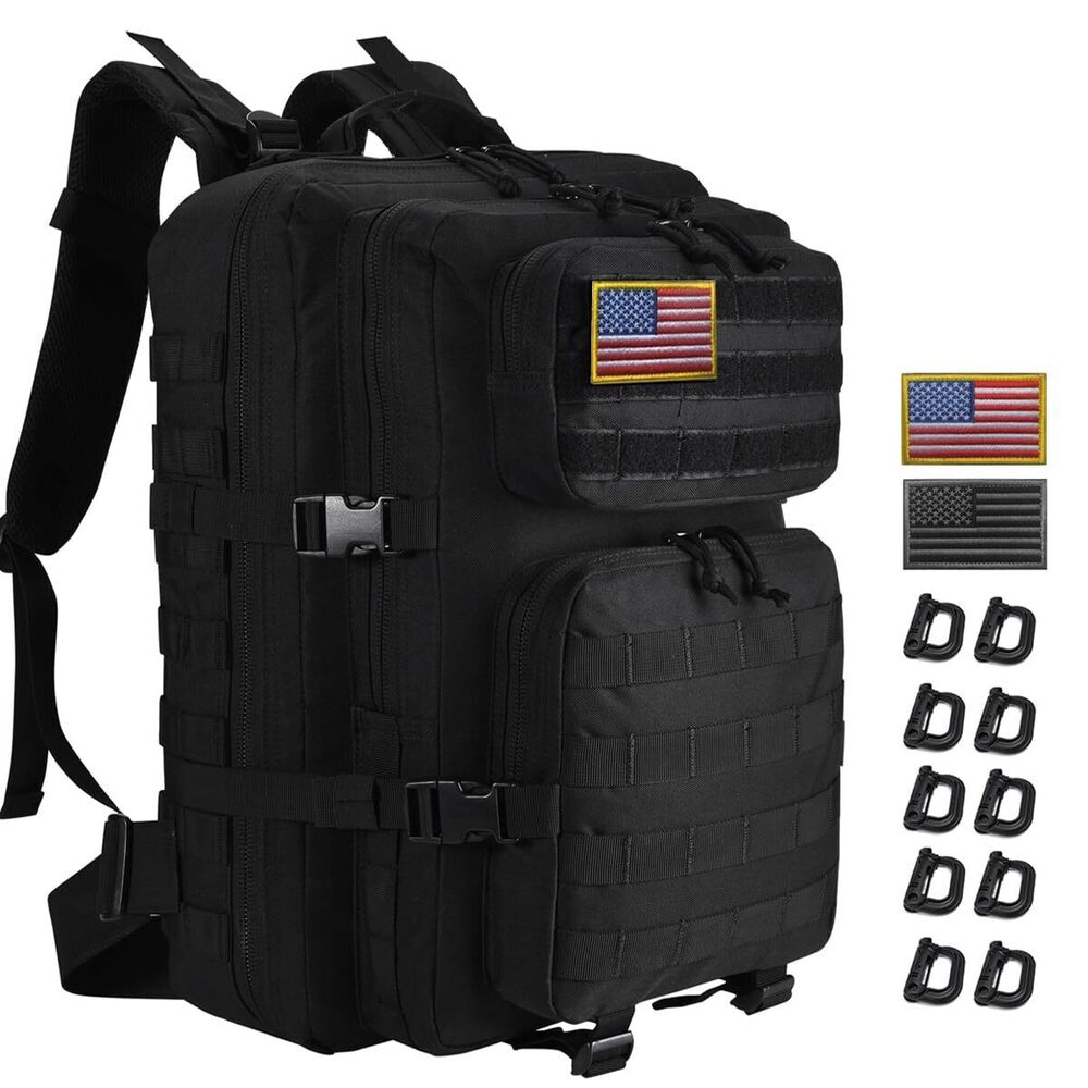 45L Black Tactical Backpack Military Assault Pack, MOLLE System Large 3